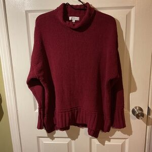New Directions Burgundy Oversized Turtleneck Chenille Sweater